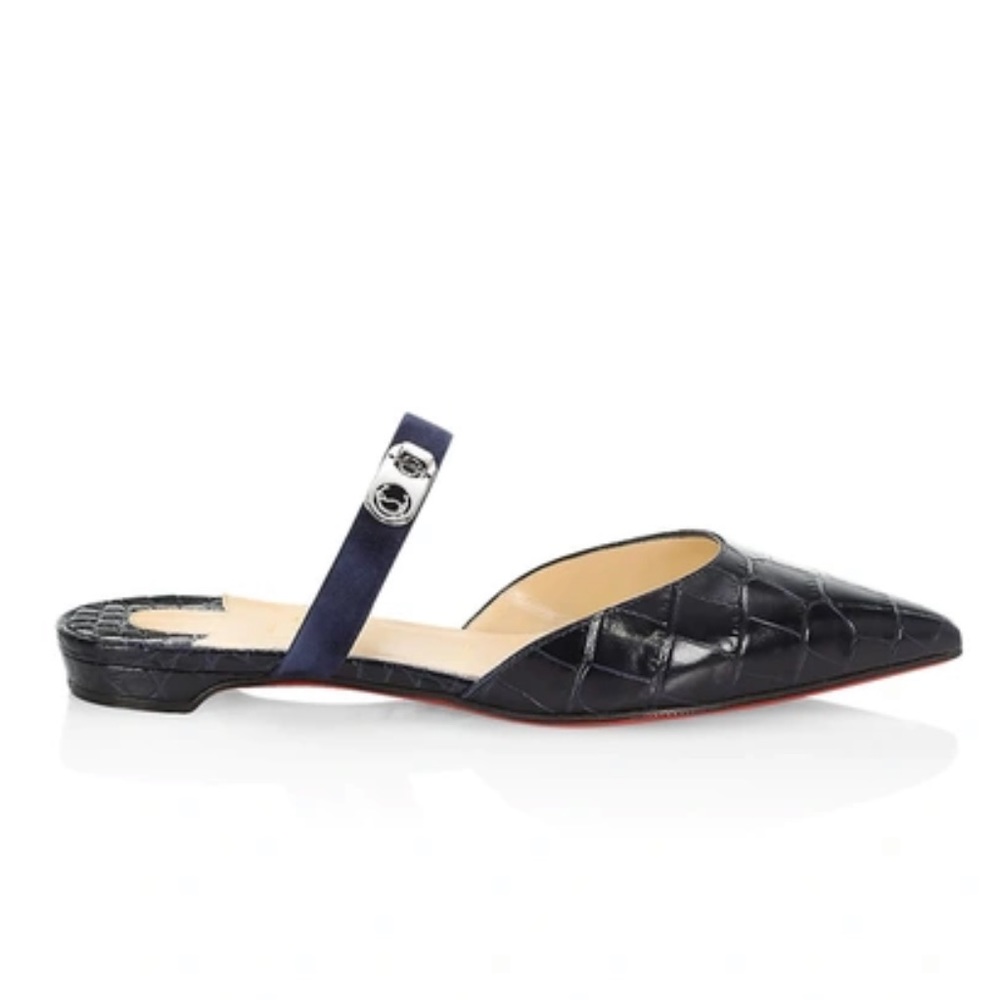 CHRISTIAN LOUBOUTIN Choc Lock croc-effect leather flats